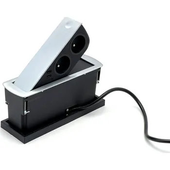 Elektrická zásuvka IN-LIGHT Výklopná elektro zásuvka CIZO 2x230V 2xUSB nabíječka - nerez