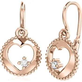 Šperk Couple, Srdíčkové dětské náušnice Orin, růžové zlato s&nbsp;brilianty, 585-66-3-0682.4C00.0.00.FVS.000.14