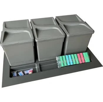 Odpadkový koš In-Design Systém odpadkových košů do zásuvky - PRAKTIK šířka skříňky 800 antracit Členění odpadkového koše: 2x15l + 2x7l (výška 270)