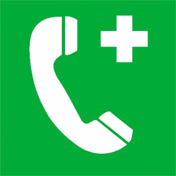 samolepka Tabulka – Telefon pro tísňová volání, samolepicí fólie Everglow, 20 × 20 cm