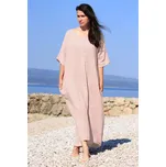 Glara Dámské letní lněné maxi šaty 817482