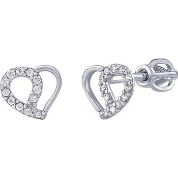 Náušnice Náušnice srdce pecky Jenny z bílého zlata s čirými Brilliance Zirconia dámské i dětské PRGMH71EGW