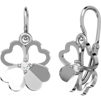 Náušnice Couple, Dětské náušničky Clover, bílé zlato a&nbsp;brilianty, 585-66-3-0684.1B00.0.00.FVS.000.14