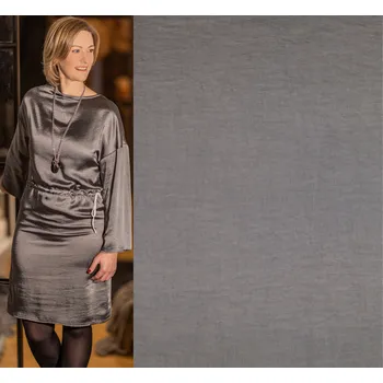 Strečový satén v šedé barvě 205083/5002