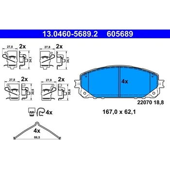 Brzdová destička Sada brzdových destiček, kotoučová brzda ATE 13.0460-5689.2