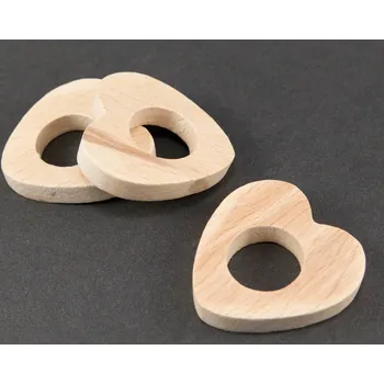 Dřevěná ozdoba na dudlík - srdíčko - světlé dřevo - rozměr 5 cm x 4,5 cm