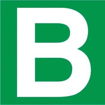 samolepka Tabulka – Označení patra "B", 15 × 15 cm, samolepicí fólie Everglow