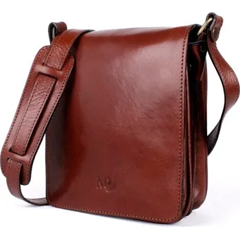 Kabelka Luxusní kožená hladká hnědá crossbody taška Marta Ponti no. 700
