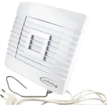 Domácí ventilátor airRoxy pRestige 120 ZG PS axiální ventilátor s žaluziovou klapkou, napájecím kabelem a tahovým spínačem