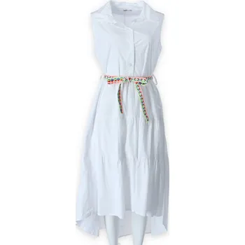 Dámské šaty Šaty letní dlouhé s límečkem 51291 Itálie barva: bílá