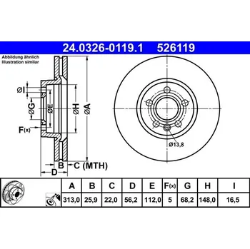 Brzdový kotouč Brzdový kotouč ATE 24.0326-0119.1