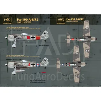 Plastikový model HAD models 1/32 Decal Fw 190 A-8 / R2 (RED 4 ,RED 16)