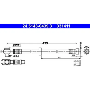 Brzdový systém Brzdová hadice ATE 24.5143-0439.3