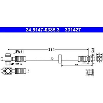 Brzdový systém Brzdová hadice ATE 24.5147-0385.3