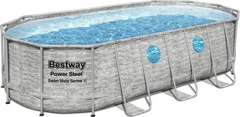 Bazén Bestway Power Steel Stacked Stone Swim Vista 5,49 x 2,74 m + kartušová filtrace, schůdky, plachta