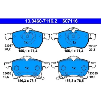 Brzdová destička Sada brzdových destiček, kotoučová brzda ATE 13.0460-7116.2