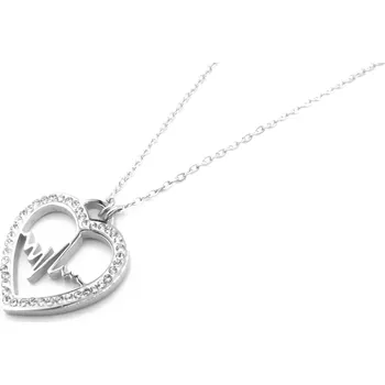 Náhrdelník Steel Jewelry Náhrdelník srdce a EKG křivka z chirurgické oceli NH220153 dárkové balení zdarma