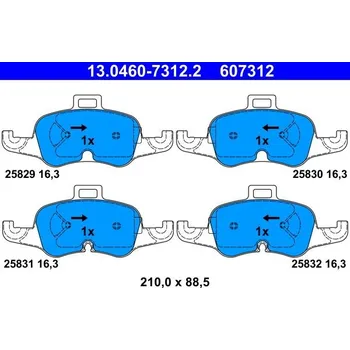 Brzdová destička Sada brzdových destiček, kotoučová brzda ATE 13.0460-7312.2