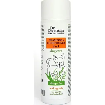 Kosmetika pro psa Dr. Derehsan Šampon a kondicionér s vaječným žloutkem pro zdravou a lesklou srst - bez alergenů 200 ml