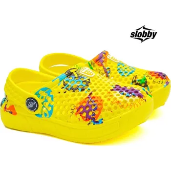 Chlapecké sandály Dětské nazouváky SLOBBY DINO žluté Velikost: 26