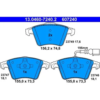 Brzdová destička Sada brzdových destiček, kotoučová brzda ATE 13.0460-7240.2