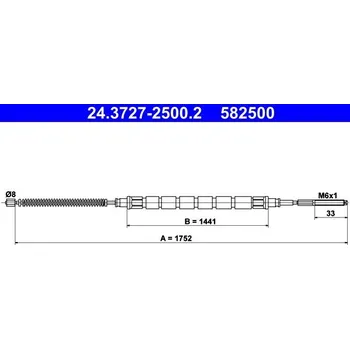 Lanko parkovací brzdy Tažné lanko, parkovací brzda ATE 24.3727-2500.2