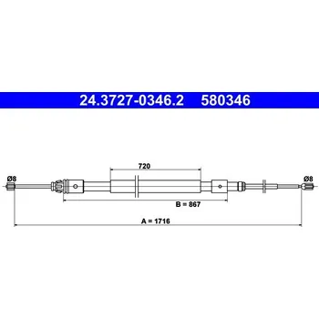 Brzdový systém Tažné lanko, parkovací brzda ATE 24.3727-0346.2