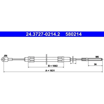 Lanko parkovací brzdy Tažné lanko, parkovací brzda ATE 24.3727-0214.2