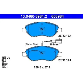Brzdová destička Sada brzdových destiček, kotoučová brzda ATE 13.0460-3984.2