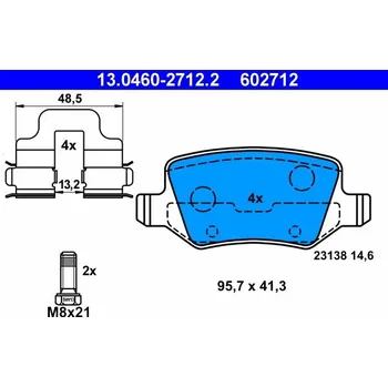 Brzdová destička Sada brzdových destiček, kotoučová brzda ATE 13.0460-2712.2