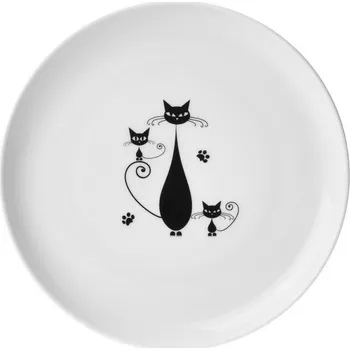 Talíř Porcelánový dezertní talíř, ČERNÉ KOČKY - 19 cm