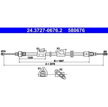 Brzdový systém Tažné lanko, parkovací brzda ATE 24.3727-0676.2
