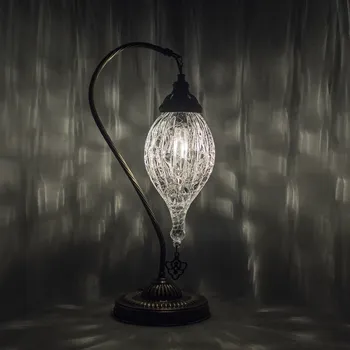 Lampička Krásy Orientu Skleněná lampa Damla - bílá - stolní