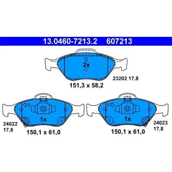 Brzdová destička Sada brzdových destiček, kotoučová brzda ATE 13.0460-7213.2