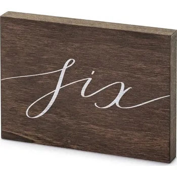 Party dekorace PartyDeco Číslice na stůl, dřevěná ''''Six'''', 2 x 18 x 12,5 cm