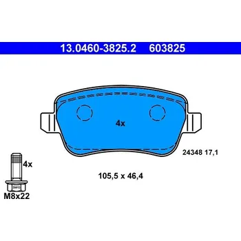 Auto-moto Sada brzdových destiček, kotoučová brzda ATE 13.0460-3825.2
