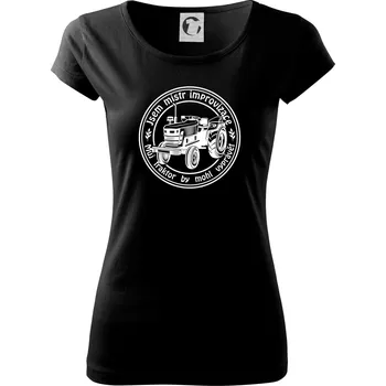 Dámské tričko Mistr improvizace starý traktor - Dámské triko Pure - XS ( Černá )