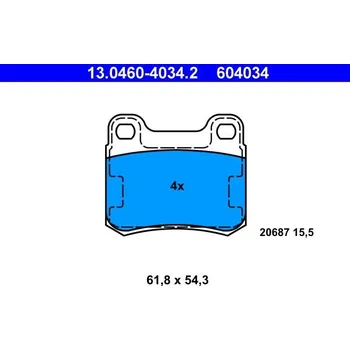 Brzdová destička Sada brzdových destiček, kotoučová brzda ATE 13.0460-4034.2