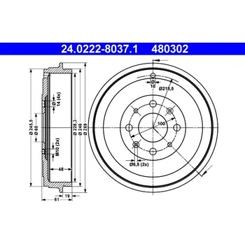 Brzdový buben Brzdový buben ATE 24.0222-8037.1