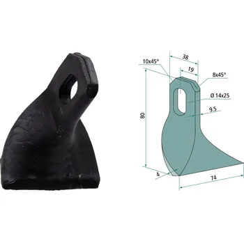 Mlátící nůž pro John Deere, 80/-/14x25 mm