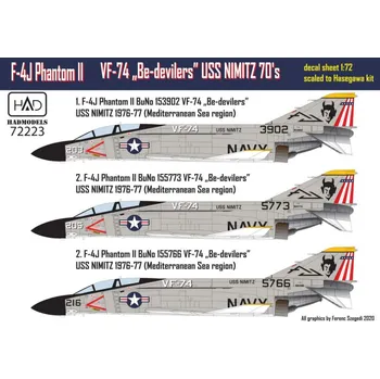 Plastikový model HAD models 1/72 Decal F-4J Phantom II VF-74 - part 1