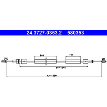 Lanko parkovací brzdy Tažné lanko, parkovací brzda ATE 24.3727-0353.2