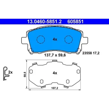 Brzdová destička Sada brzdových destiček, kotoučová brzda ATE 13.0460-5851.2