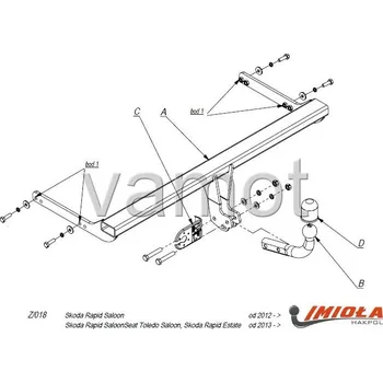 Tažné zařízení Tažné zařízení Škoda Rapid Spaceback (2015 a novější) (9022)