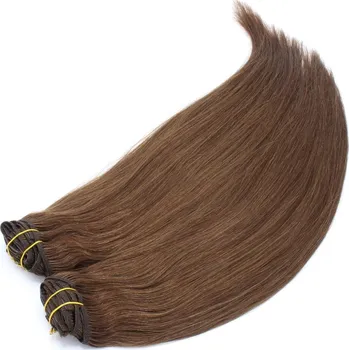 Příčesek Clip in maxi set 63cm pravé lidské vlasy – REMY 240g – STŘEDNĚ HNĚDÁ