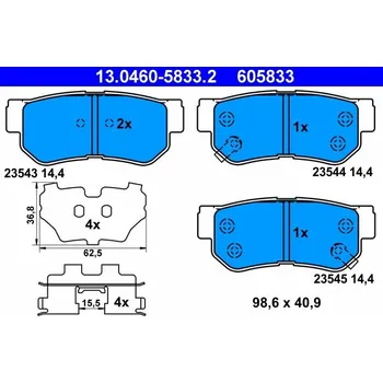 Brzdová destička Sada brzdových destiček, kotoučová brzda ATE 13.0460-5833.2