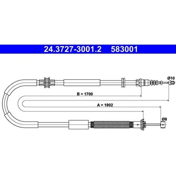 Lanko parkovací brzdy Tažné lanko, parkovací brzda ATE 24.3727-3001.2