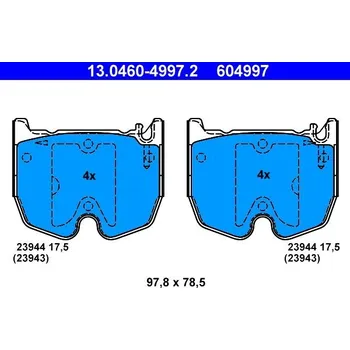 Brzdová destička Sada brzdových destiček, kotoučová brzda ATE 13.0460-4997.2