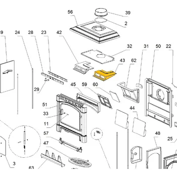Krbová kamna NORDICA Pravý deflektor; ND 1135251 - pro kamna ISETTA