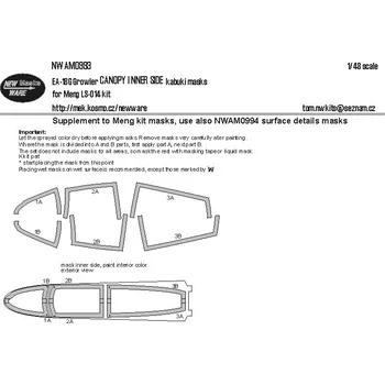 Plastikový model New Ware 1/48 Mask EA-18G Growler CANOPY INNER SIDE (MENG)
